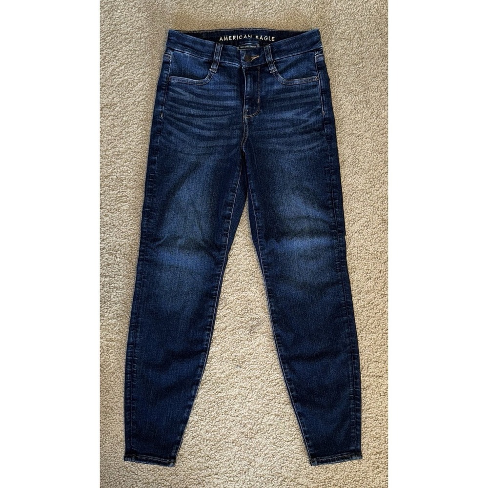 American Eagle Curvy High-Rise Jegging Womens Sz 2 Short Dark Wash Denim Stretch